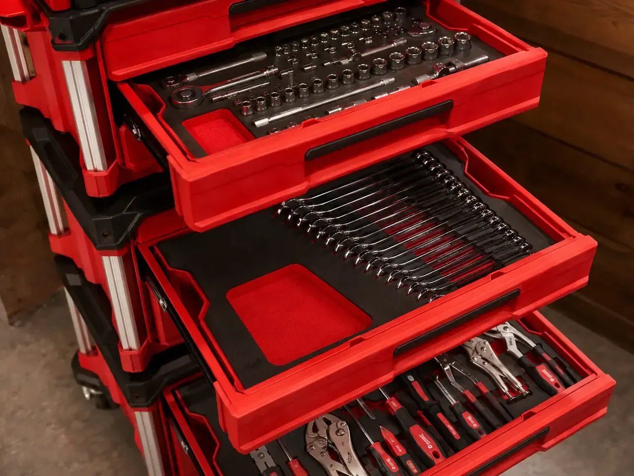 Mechanics tools organized in precision foam inserts