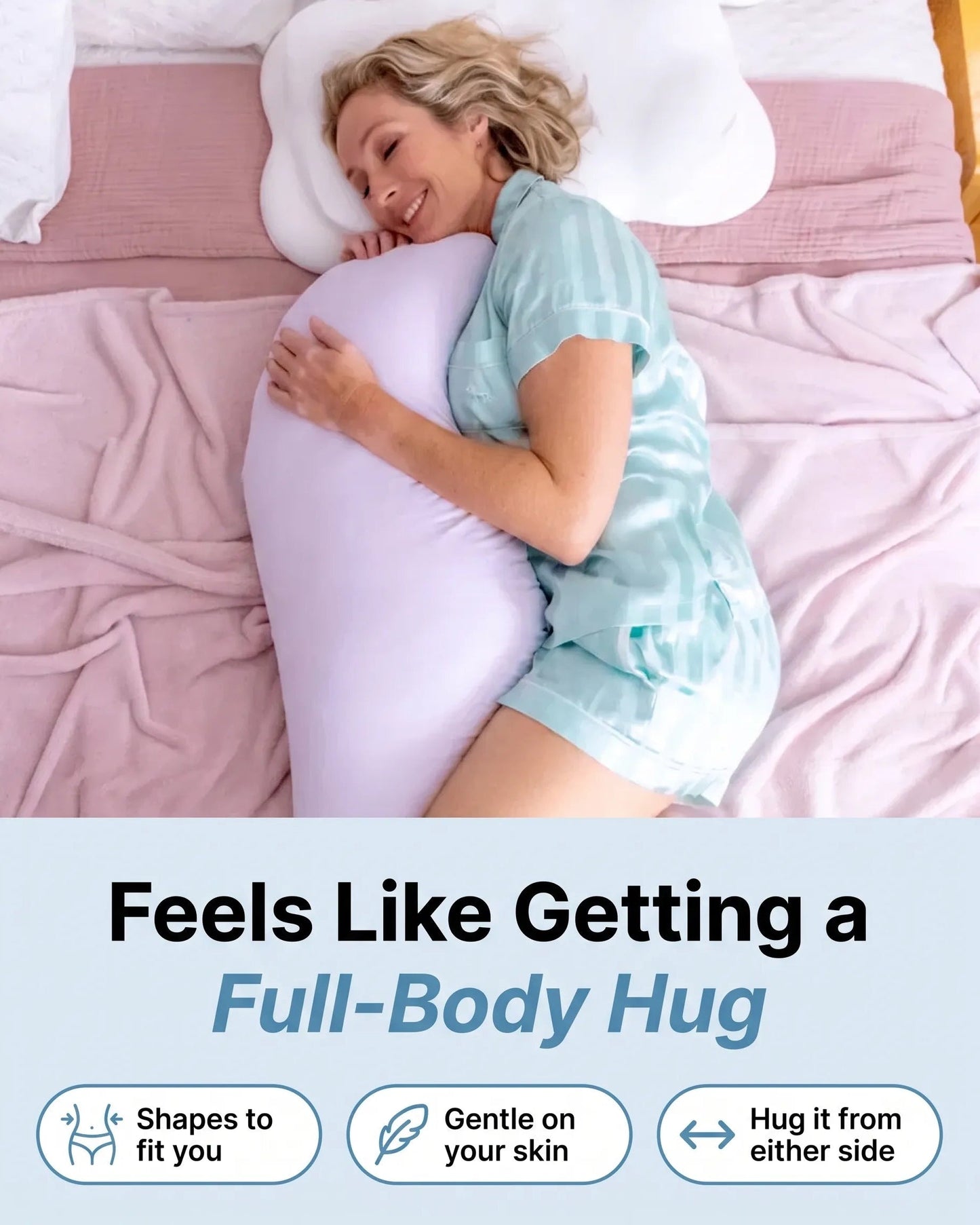 Ergonomic Body Support Pillow - Full Body Pillow for Side Sleepers
