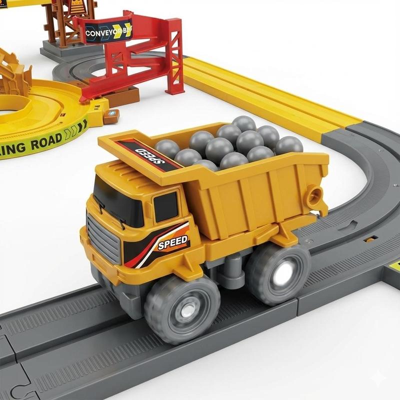 Motorized dump truck with play rocks