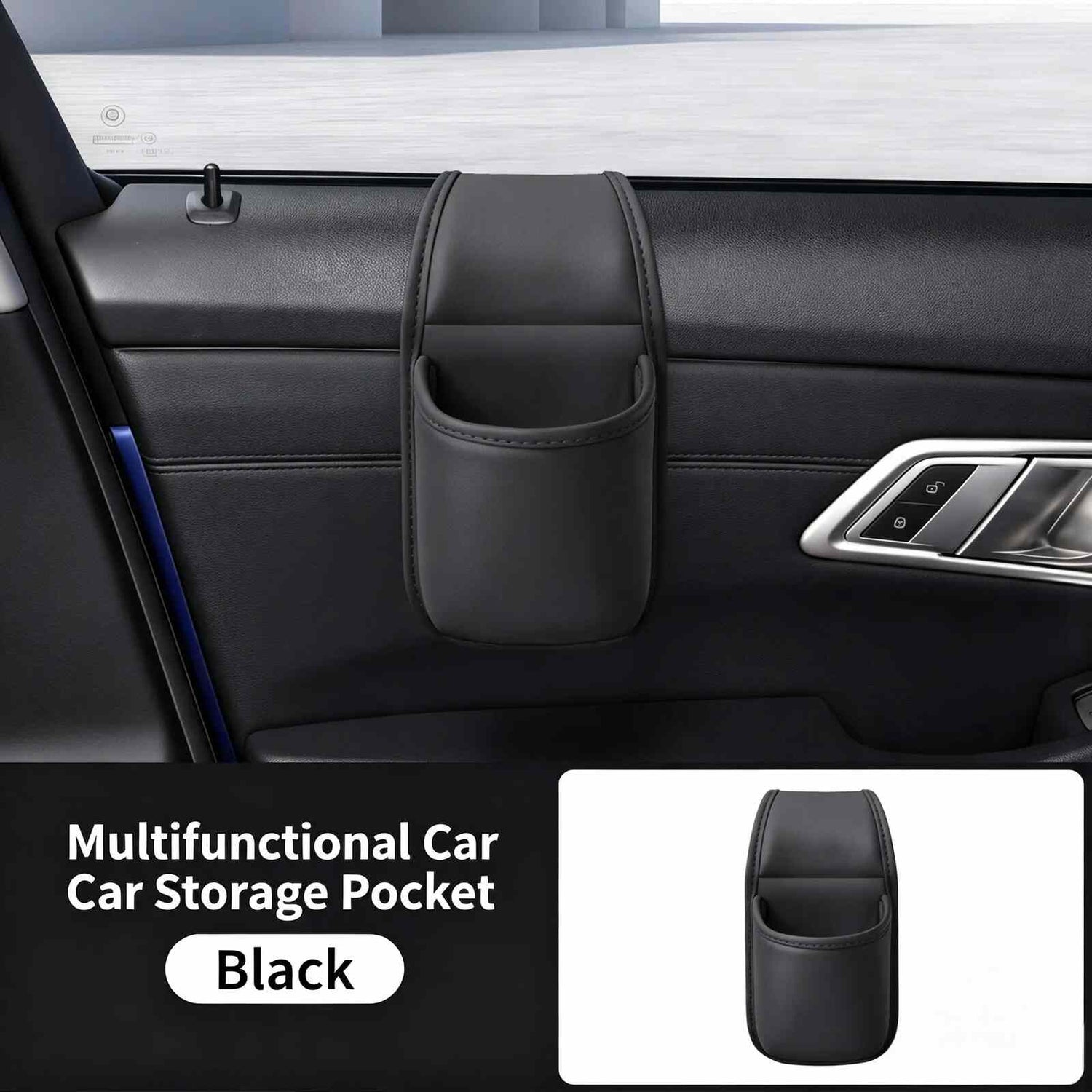 Black car door organizer