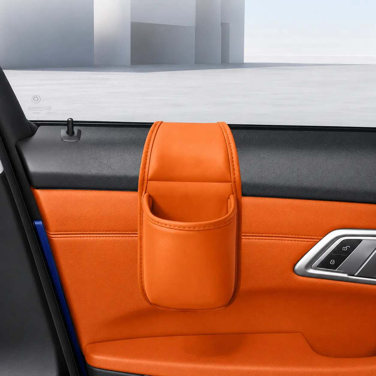 Orange car door organizer