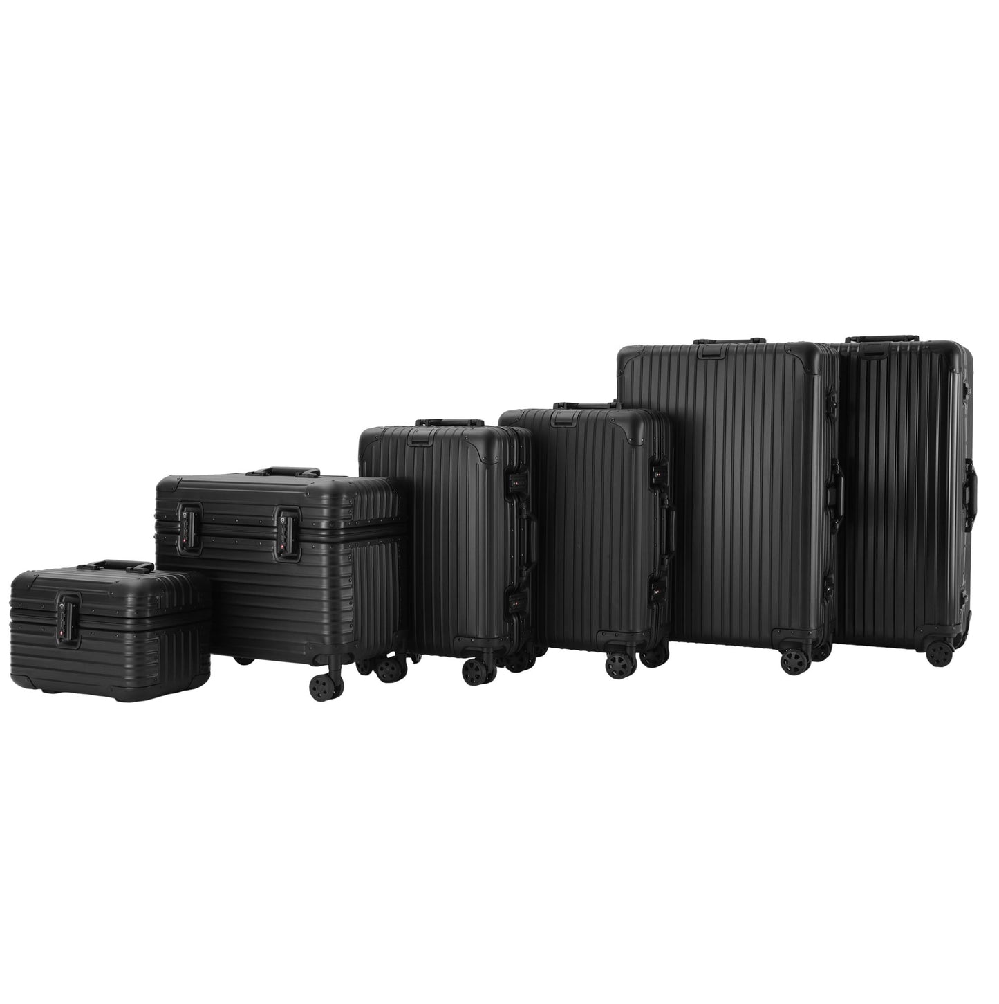 Matte black aluminum luggage