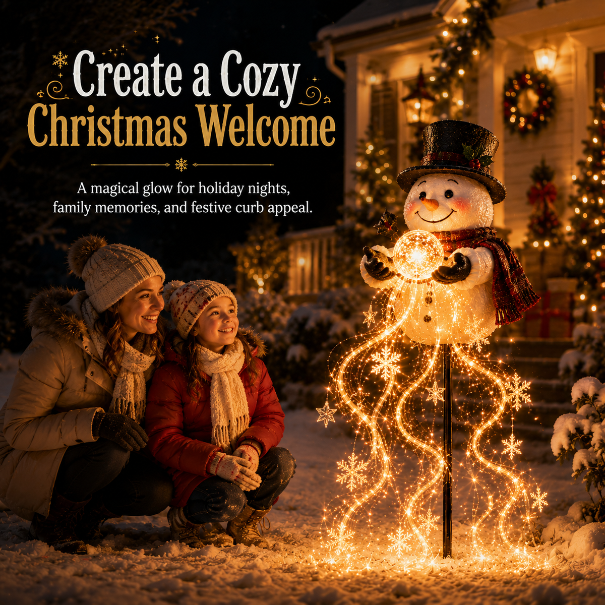 Snowman Magic Fountain cozy Christmas yard decoration