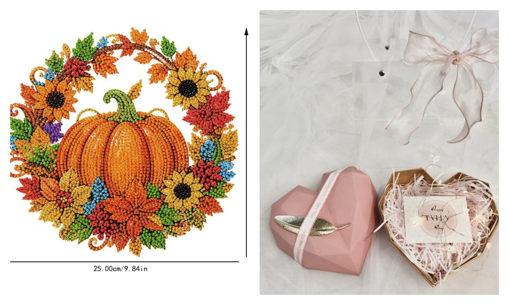 Autumn wreath DIY craft process and display